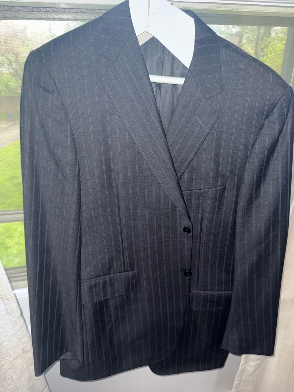 Canali Dark Gray Pinstripe Two-Button Suit Blazer (42) and pant (34)